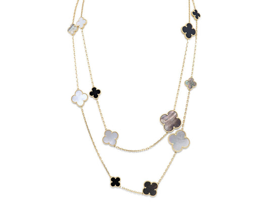 Van Cleef & Arpels 'Magic Alhambra' 16 Motif Mother-of-Pearl and Onyx Necklace in 18K Gold