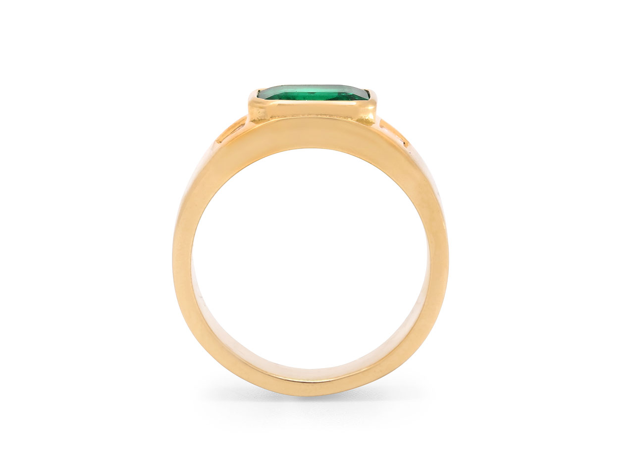Beladora 'Bespoke' Colombian Emerald and Diamond Gypsy-Set Ring in 18K Gold