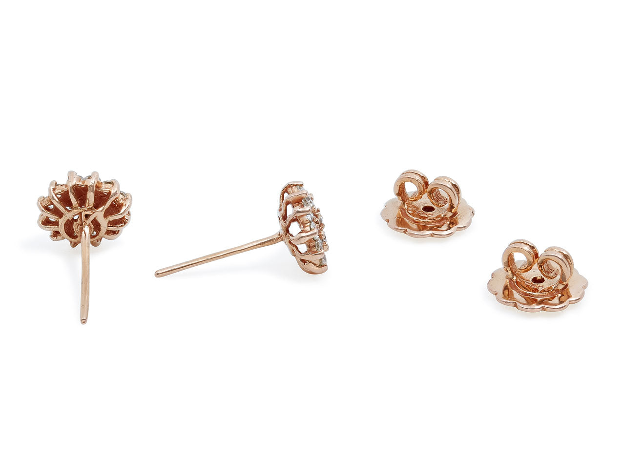Diamond Cluster Earrings in 18K Rose Gold