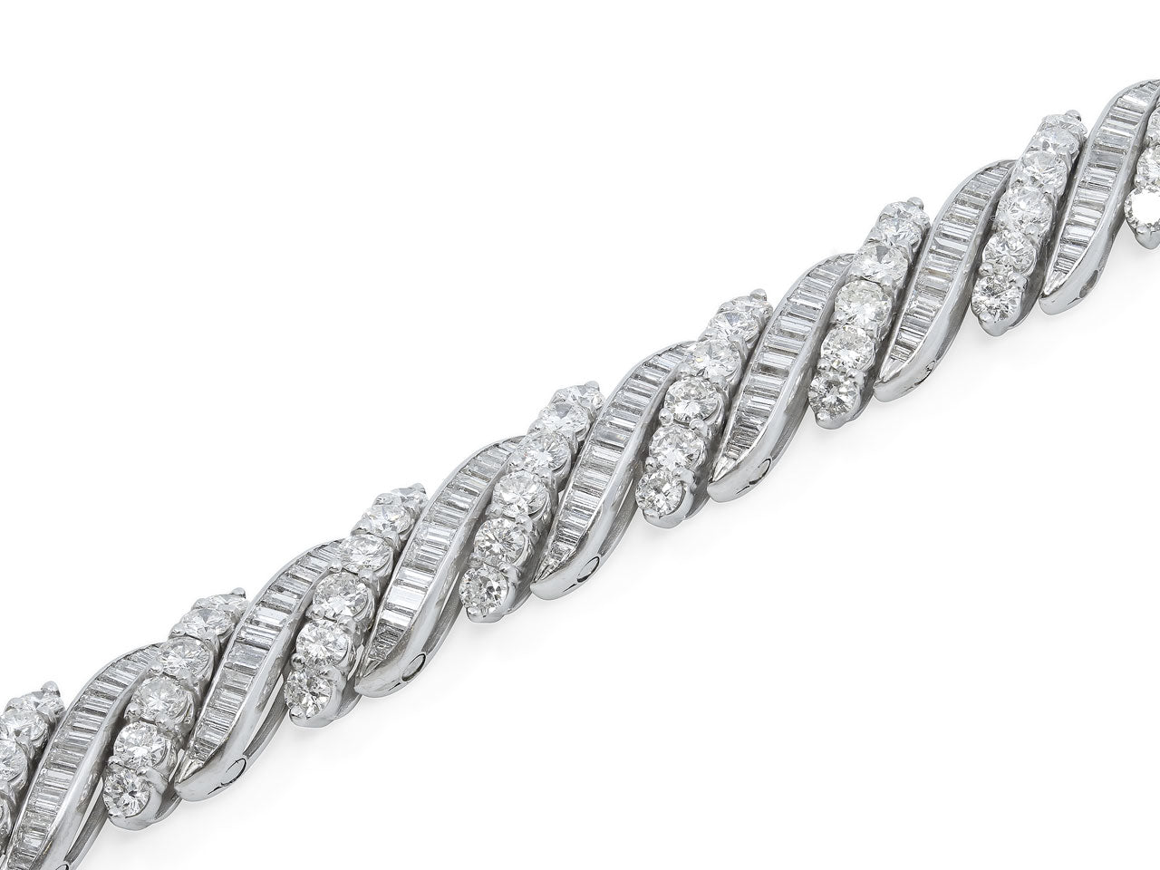 Mid-Century Diamond 'Barber Pole' Bracelet in Platinum