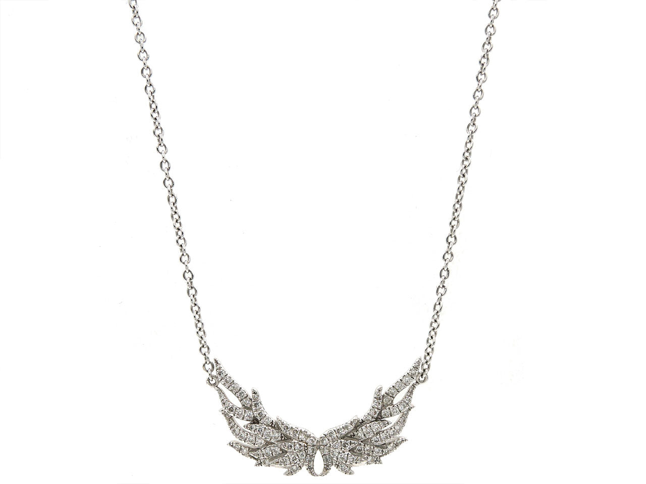 Henri J. Sillam Diamond Wings Necklace in 18K White Gold