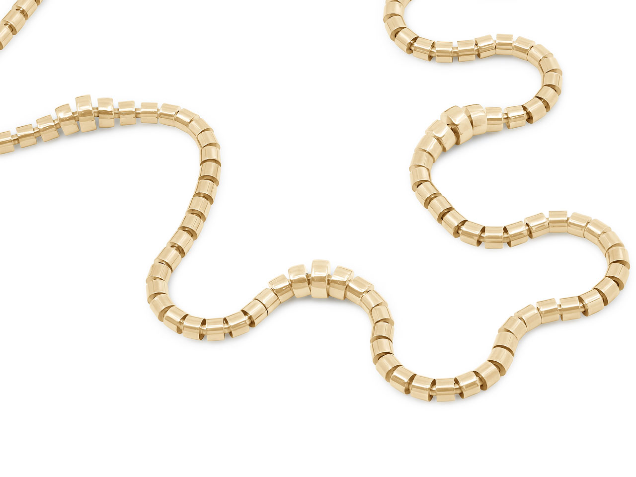 Italian Skinny Flexible Tube Necklace in 18K Gold, by Beladora