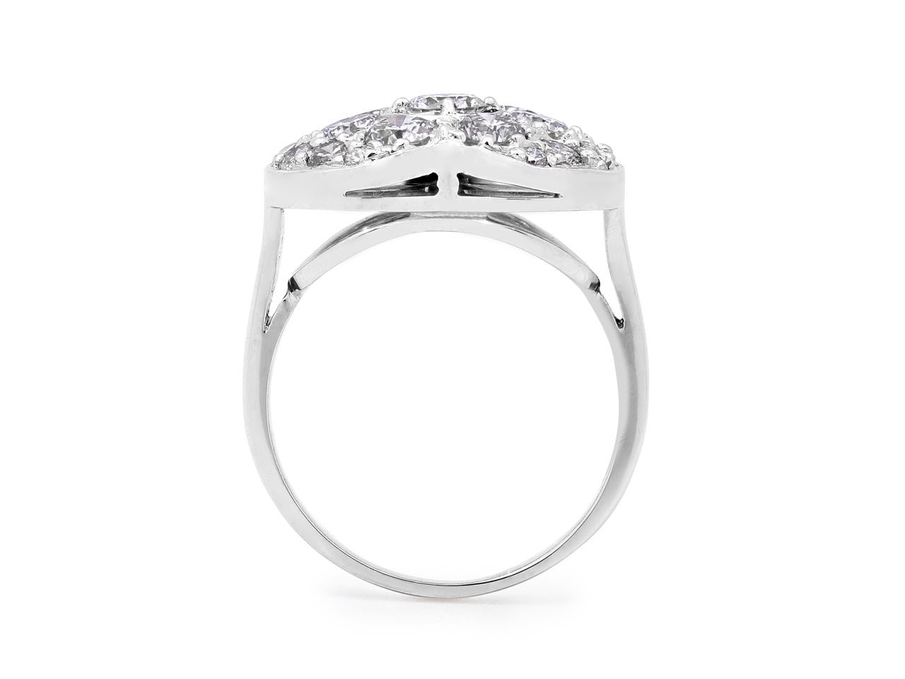 Mid-Century Diamond Heart Ring in Platinum