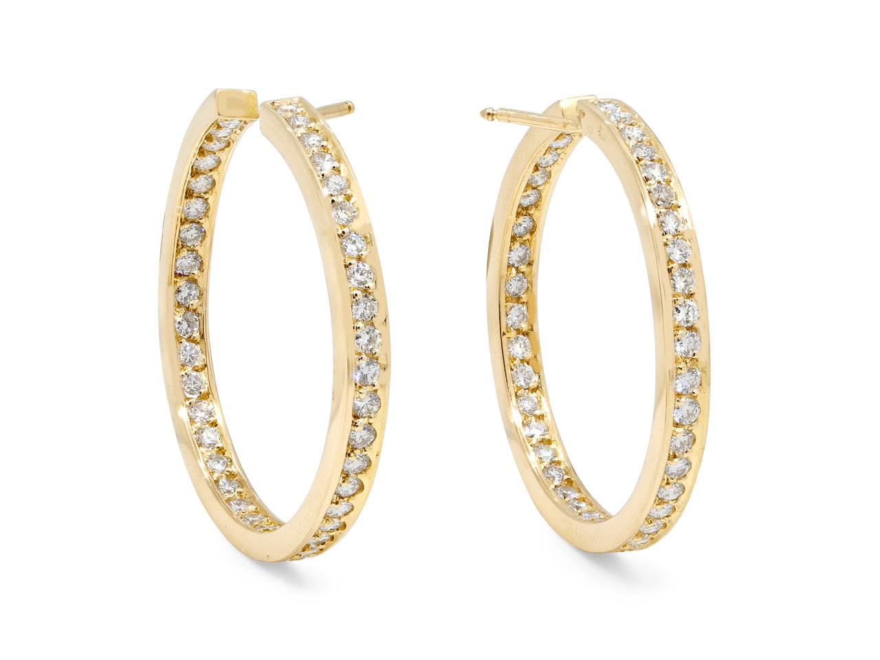 Diamond Hoop Earrings in 18K Gold, French