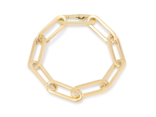 Italian 'Paperclip' Elongated Link Bracelet in 18K Gold, by Beladora