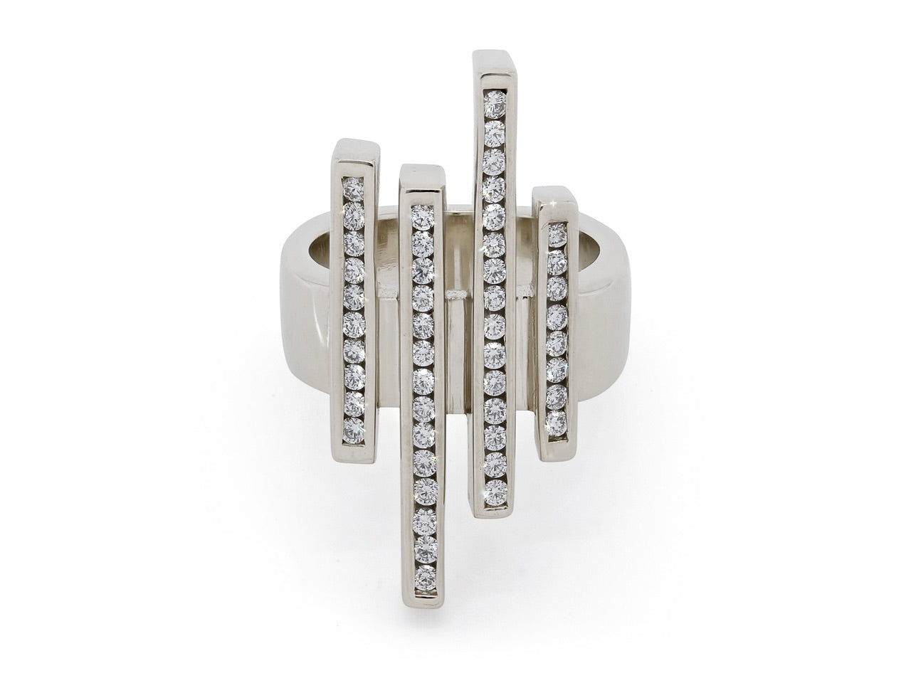 Modernist Diamond Ring in 14K White Gold