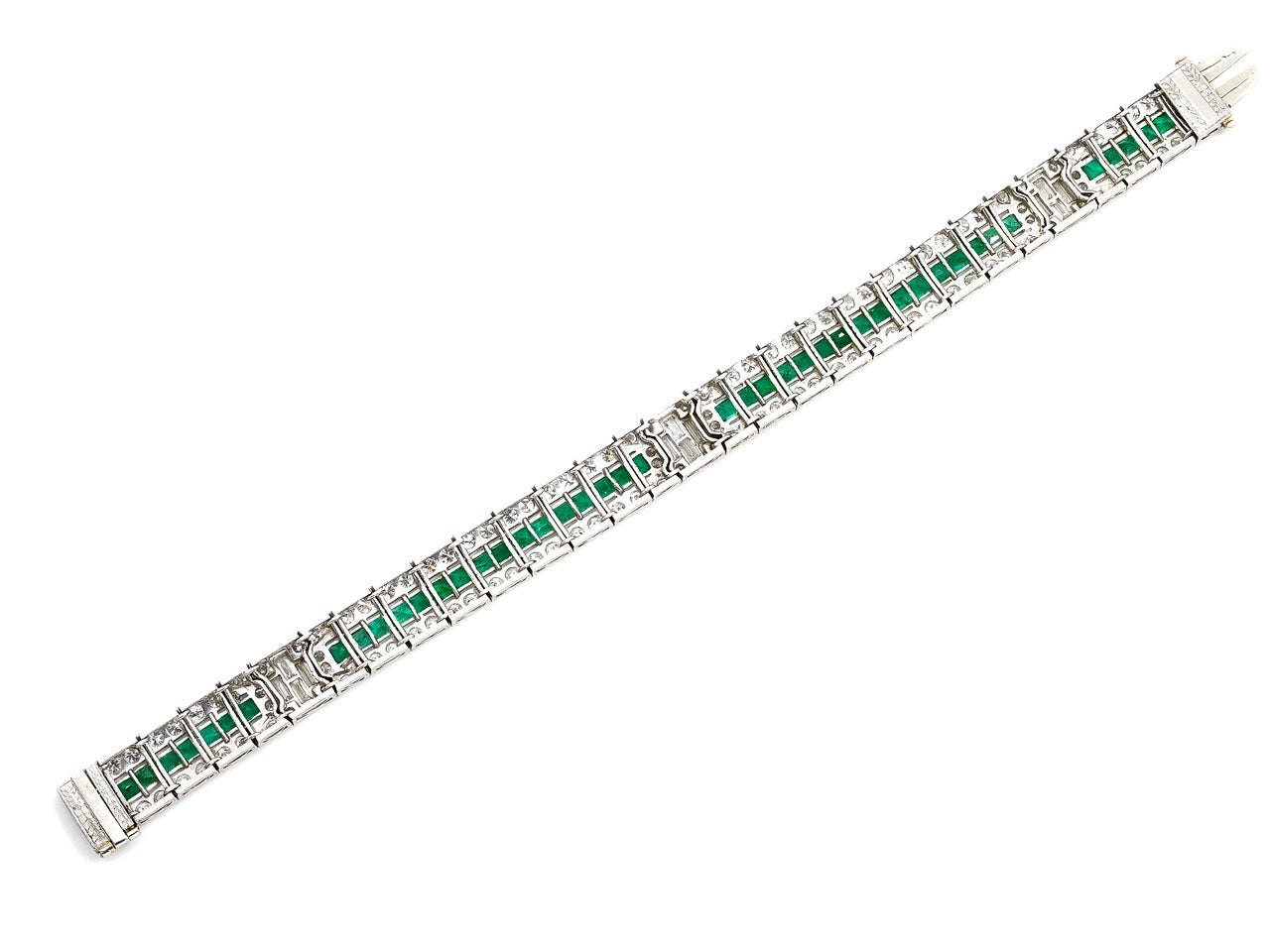 Art Deco Emerald and Diamond Bracelet in Platinum