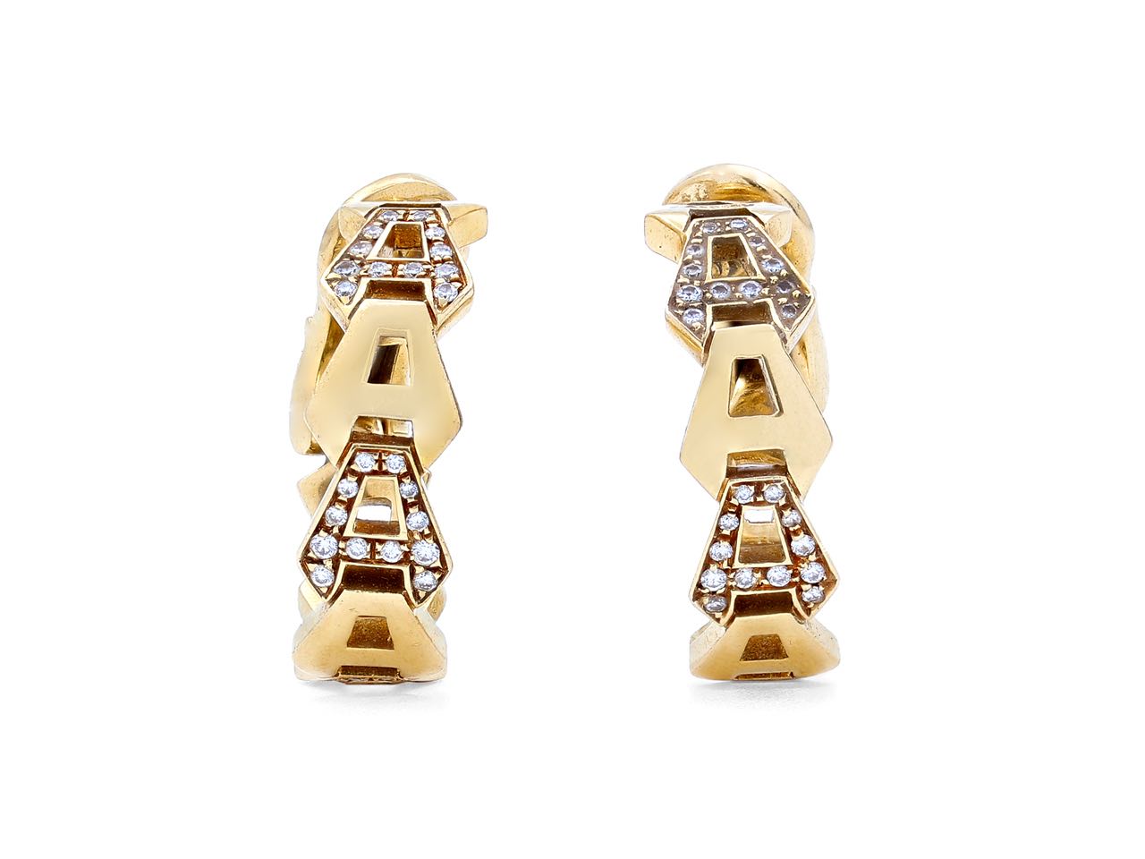 Asprey 'A Deco' Diamond Hoop Earrings in 18K Gold