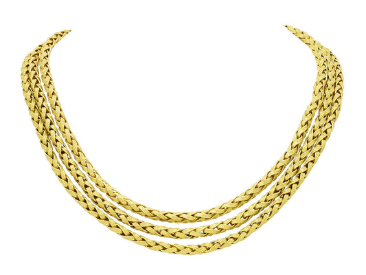 Three Strand Gold Chain Necklace in 18K Gold