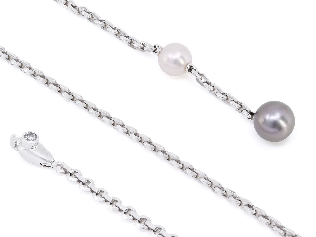 Cartier South Sea and Tahitian Pearl Lariat Necklace in 18K White Gold