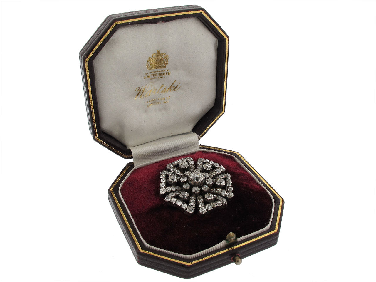 Antique Victorian Diamond Brooch in Silver over Gold