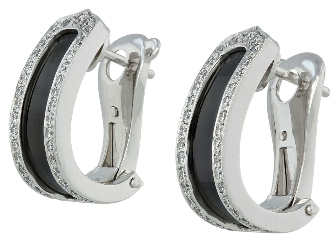 Cartier 'Double C' Black Ceramic and Diamond Earrings in 18K
