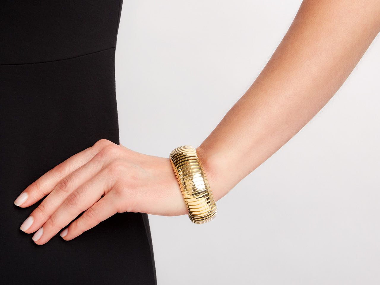 Domed Cuff Bracelet in 18K Gold, by Beladora