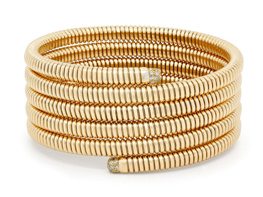 Tubogas Five Row Wrap Diamond Bracelet in 18K Gold, by Beladora