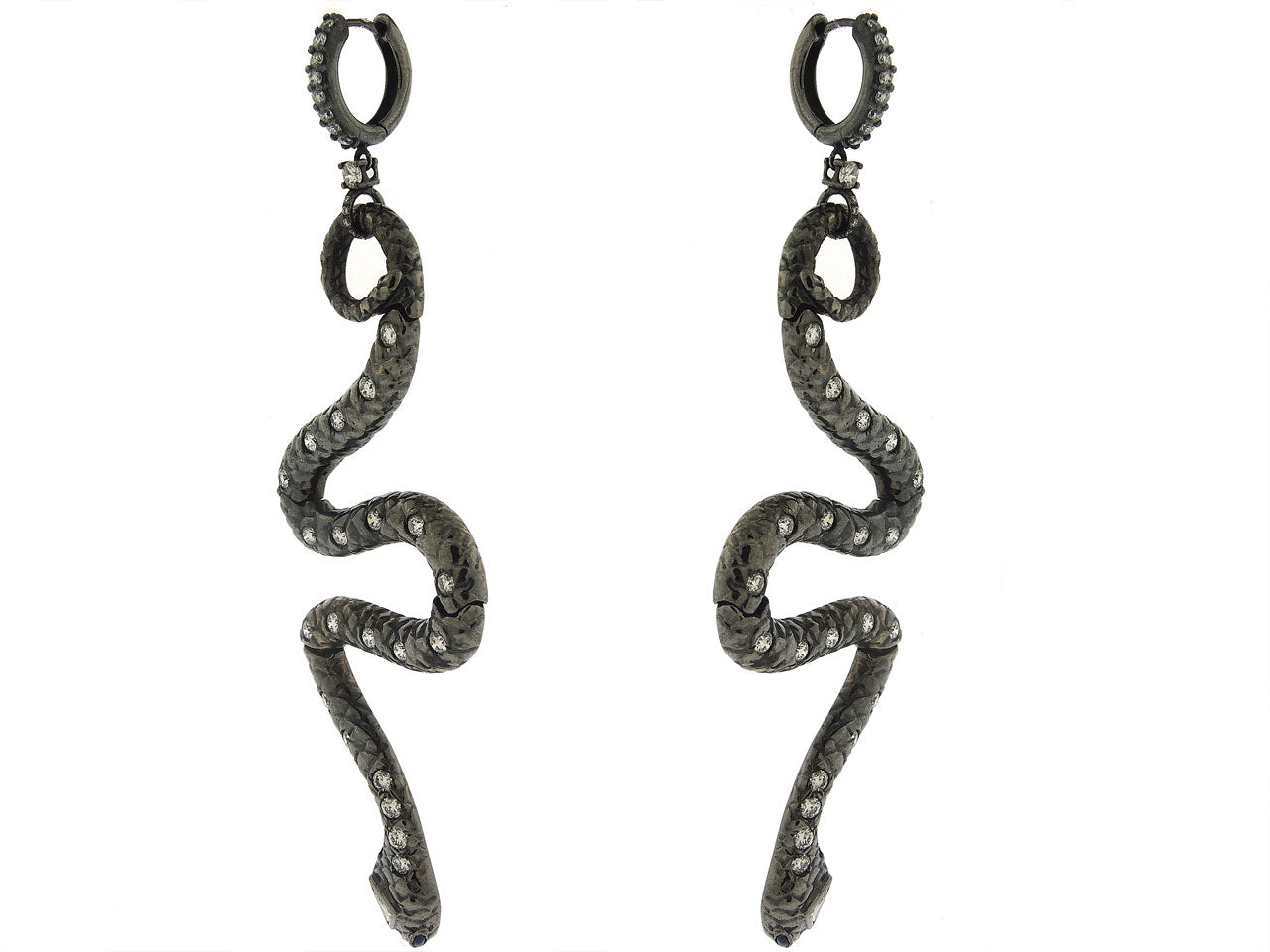 Diamond Snake Earrings in Titanium