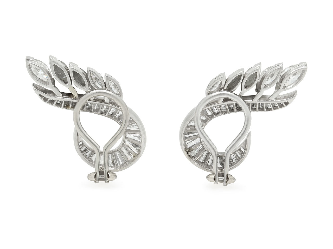Mid-Century Diamond and Platinum Earrings in Platinum