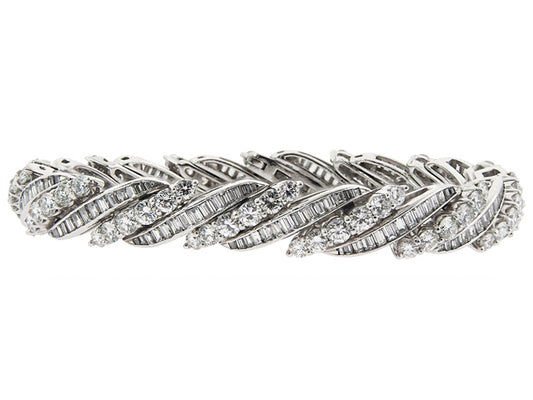 Mid-Century Diamond Barber Pole Bracelet in Platinum