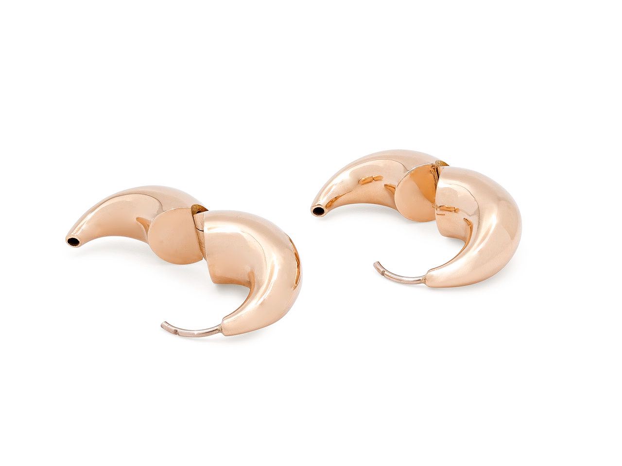Crescent Hoop Earrings in 18K Rose Gold, Small, by Beladora