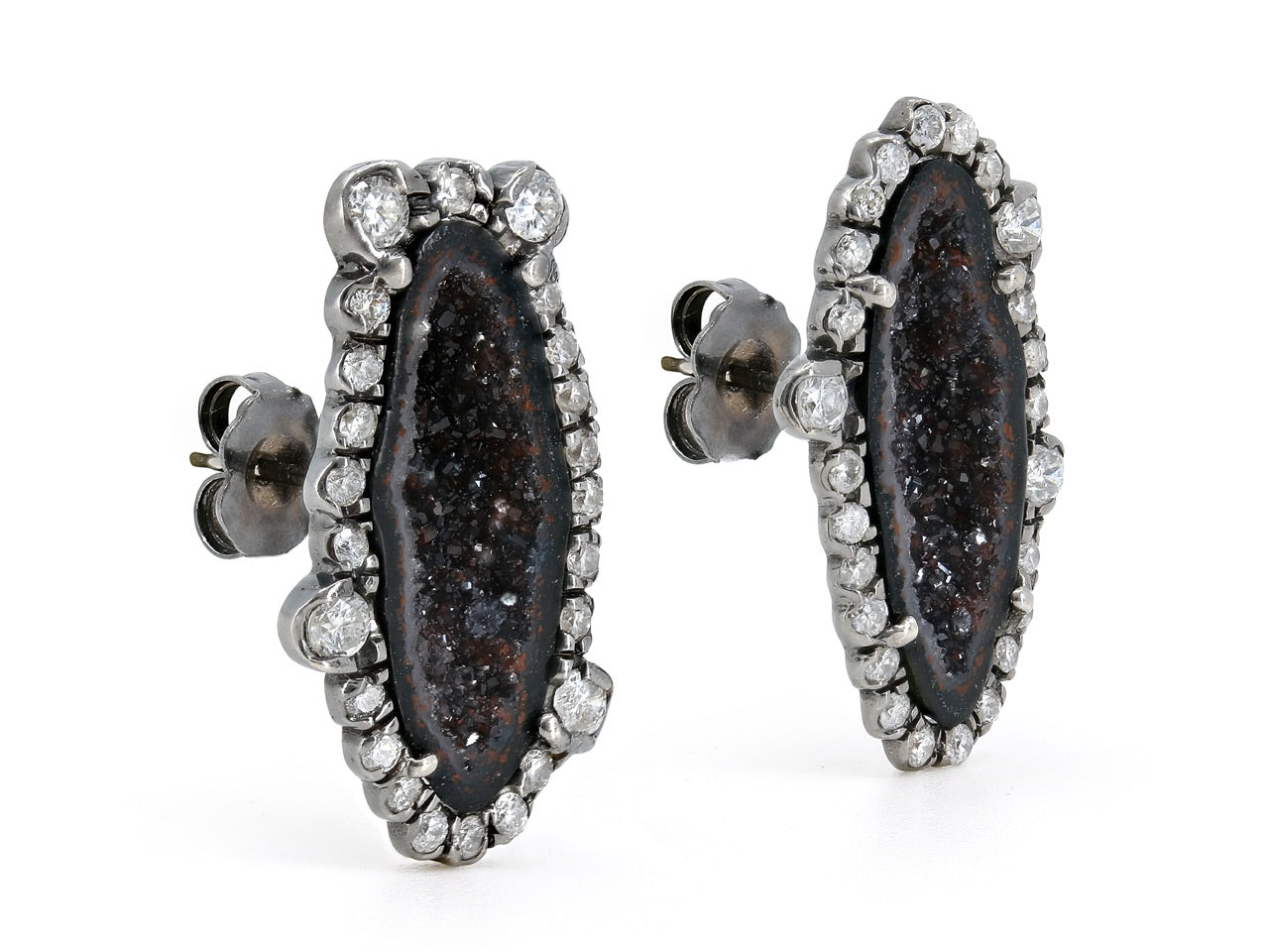 Kimberly McDonald Geode and Diamond Earrings in Blackened 18K