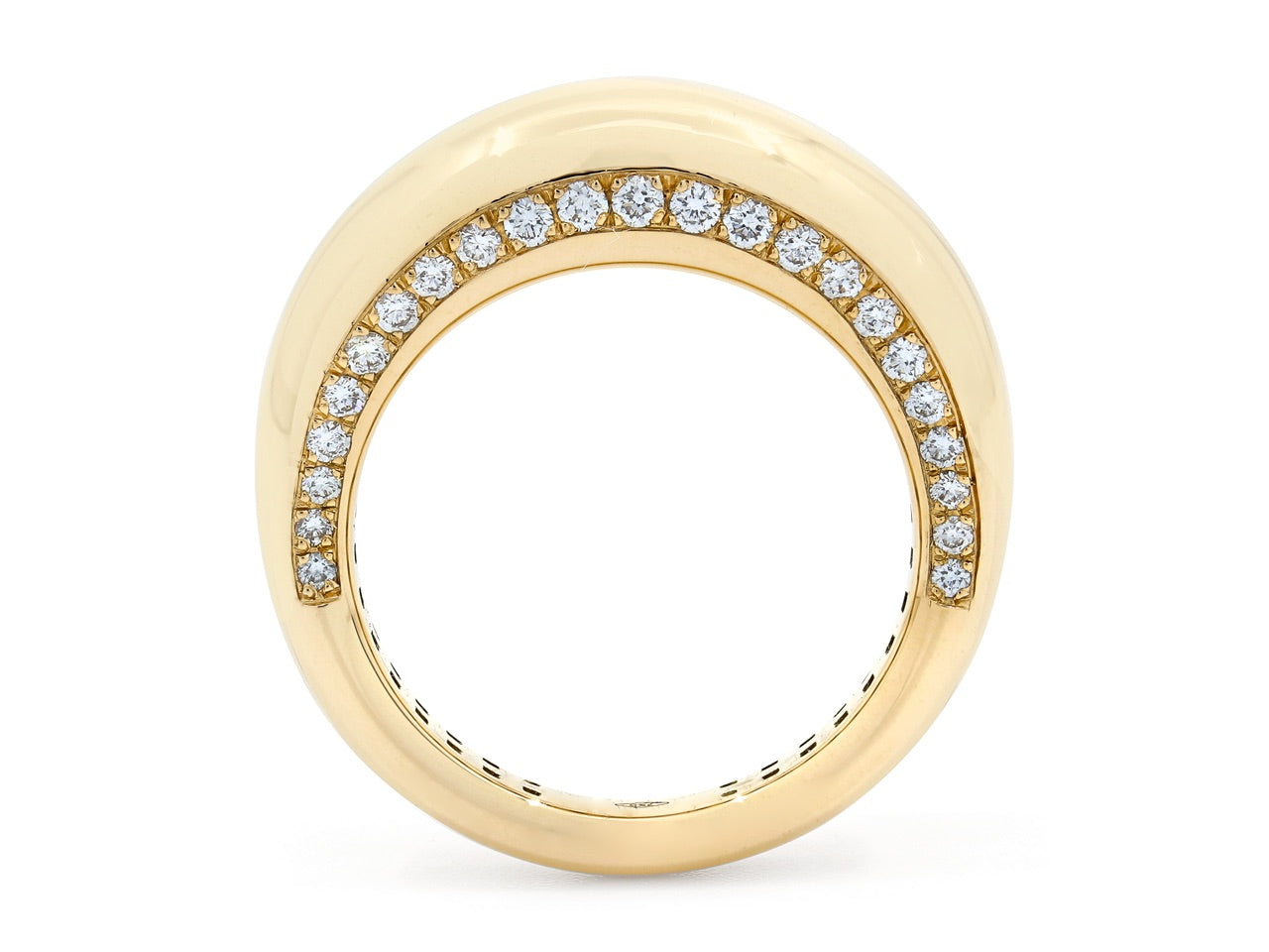 Bombé Gold Ring, with Diamonds, in 18K, by Beladora