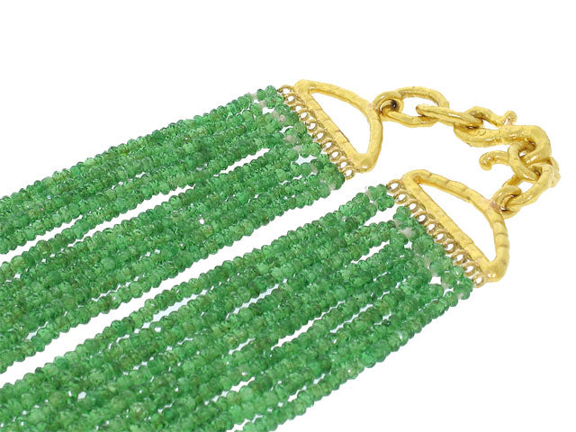 Emerald Bead Necklace in 22K