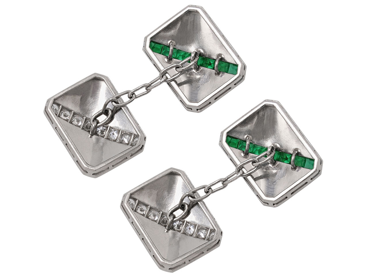 Emerald and Diamond Cufflinks in Platinum
