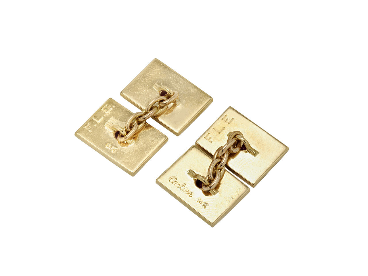 Mid-Century Cartier Ruby Cufflinks in 14K Gold