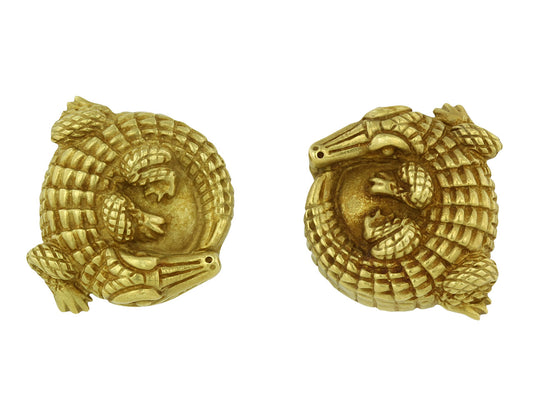 Kieselstein-Cord Alligator Earrings in 18K