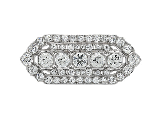 Art Deco Diamond Brooch/Pendant in Platinum