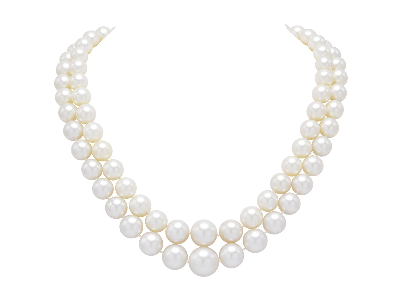 Double Strand South Sea Pearl Necklace with Diamond #511507 – Beladora