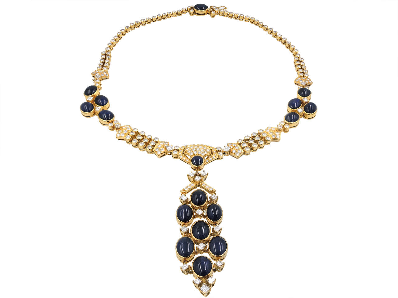 Sapphire and Diamond Necklace and Earrings in 18K