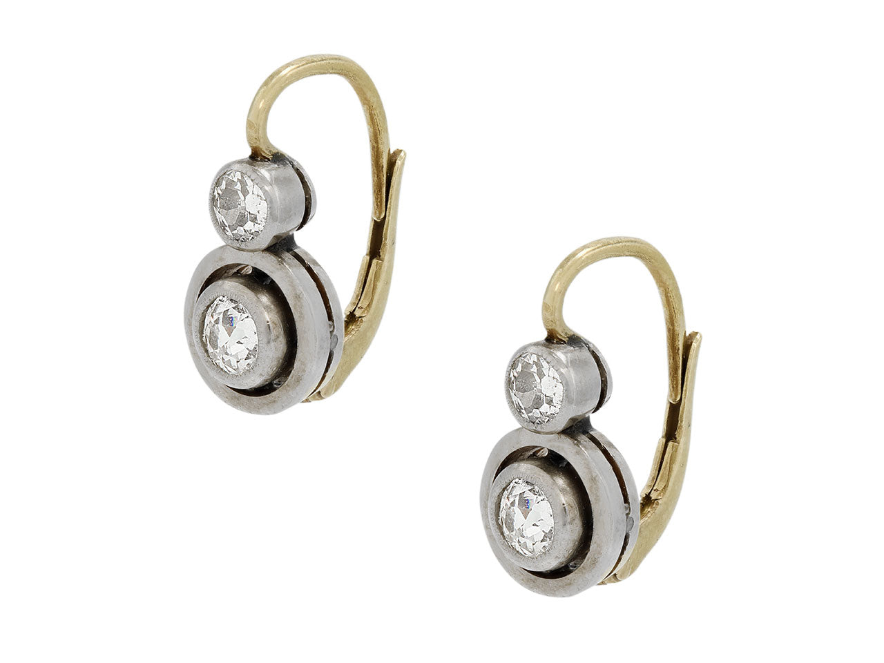 Antique Victorian Old Mine-cut Diamond Earrings in Silver and 14K