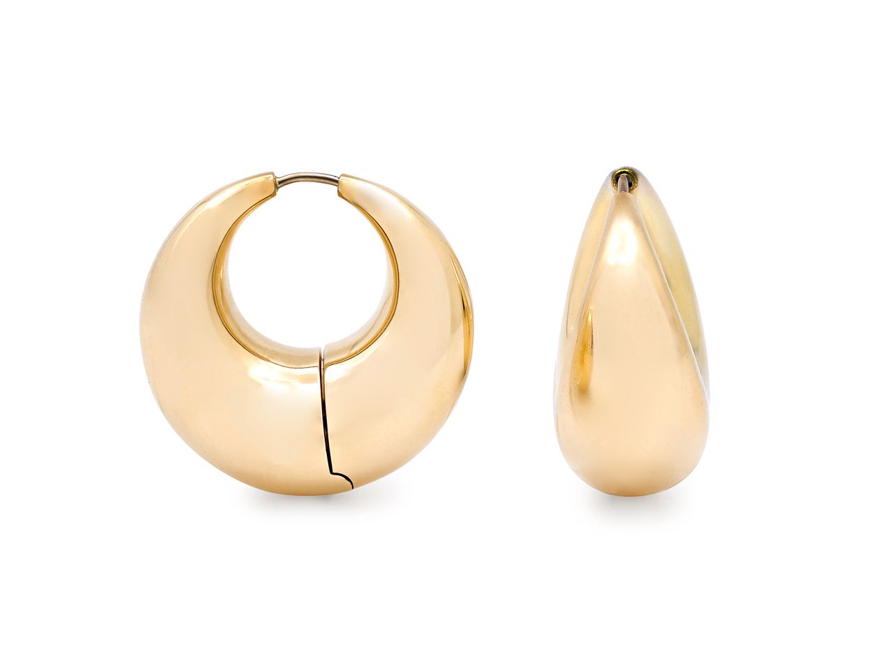 Crescent Hoop Earrings in 18K Gold, Large, by Beladora