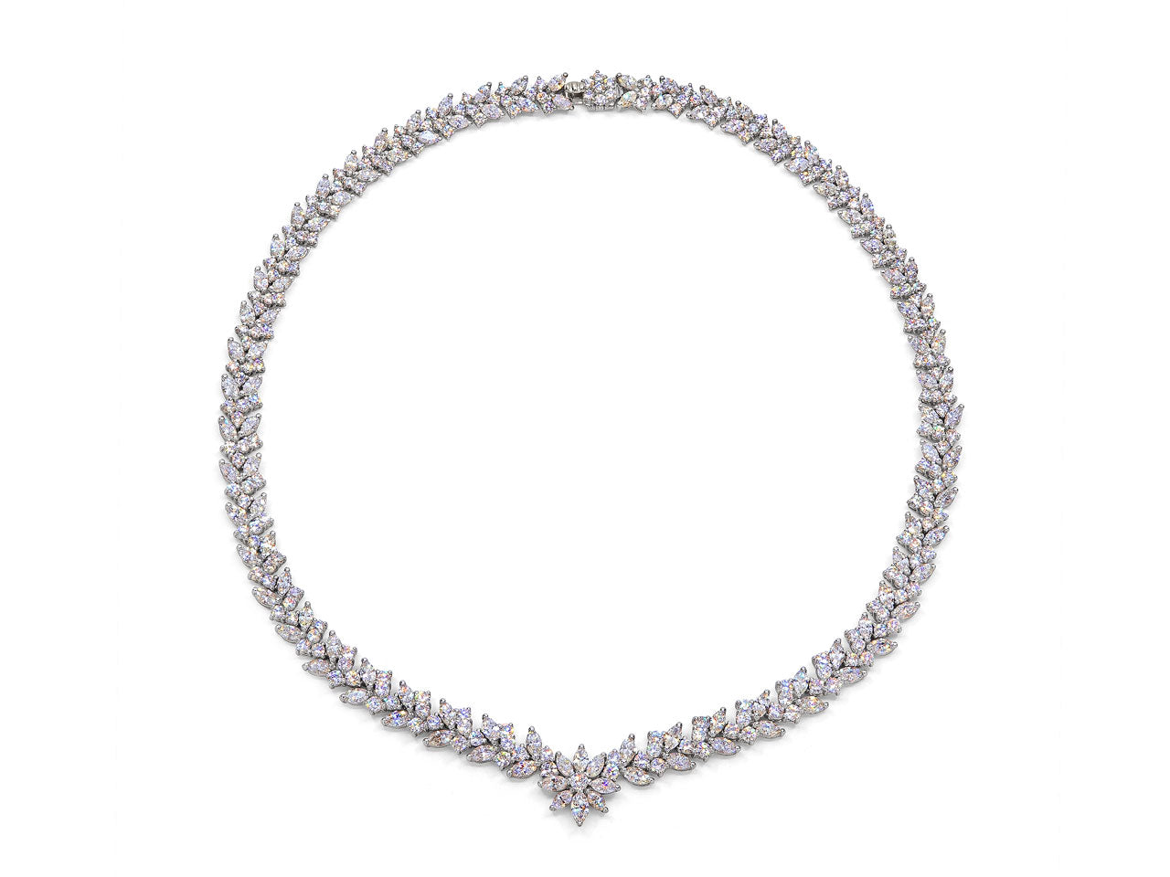 Diamond Floral Necklace in 18K White Gold