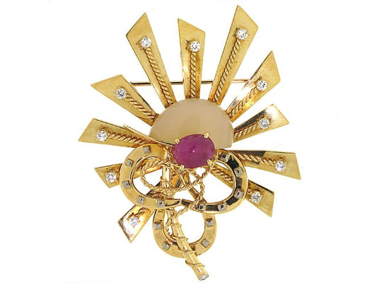 Cartier Ruby and Diamond Equestrian Brooch in 18K