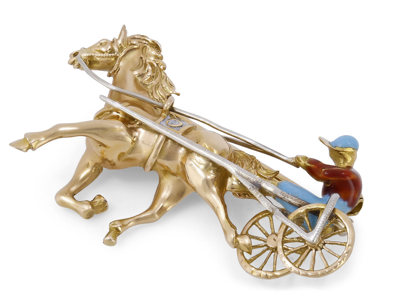 Harness Racing Horse Pin in 18K Gold