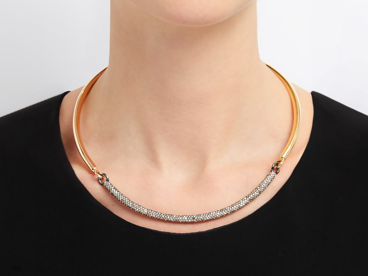 'Tri-Bar Choker' Necklace in 18K Rose, Yellow Gold and Blackened Silver, by Spinelli Kilcollin