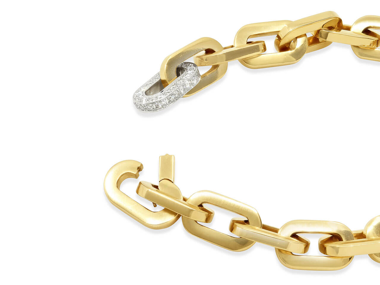 Italian Chain Link Bracelet with Diamonds in 18K Gold, by Beladora