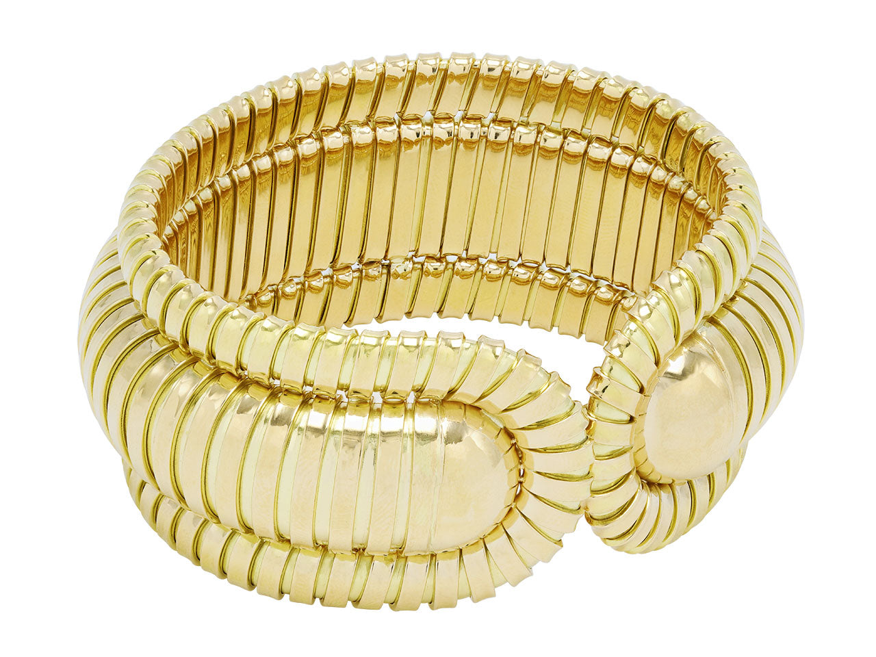 Bordered Domed Cuff Bracelet in 18K Gold, by Beladora