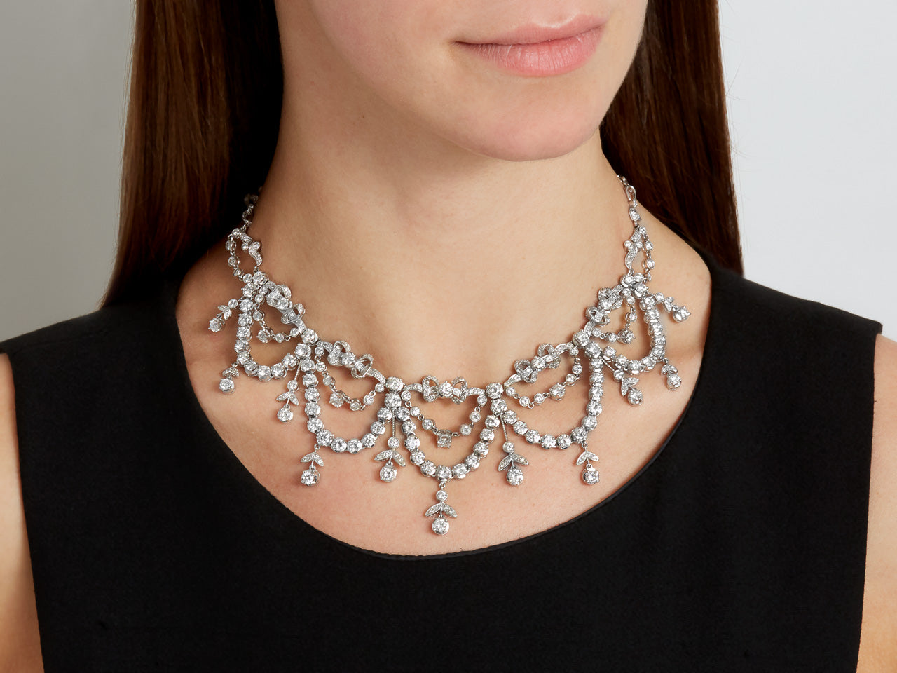 Diamond Garland Necklace in Platinum