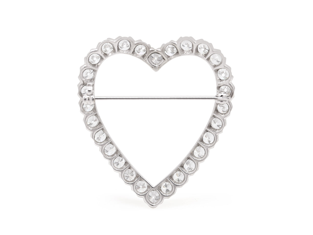 Diamond Heart Brooch in Platinum