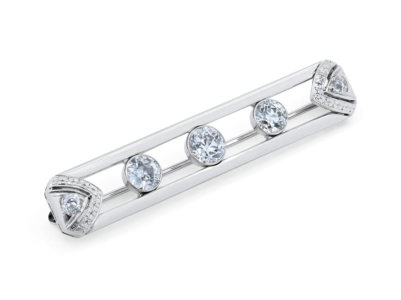 Art Deco Diamond Bar Brooch in Platinum