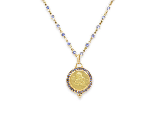 Temple St. Clair Sapphire Angel Necklace in 18K Gold