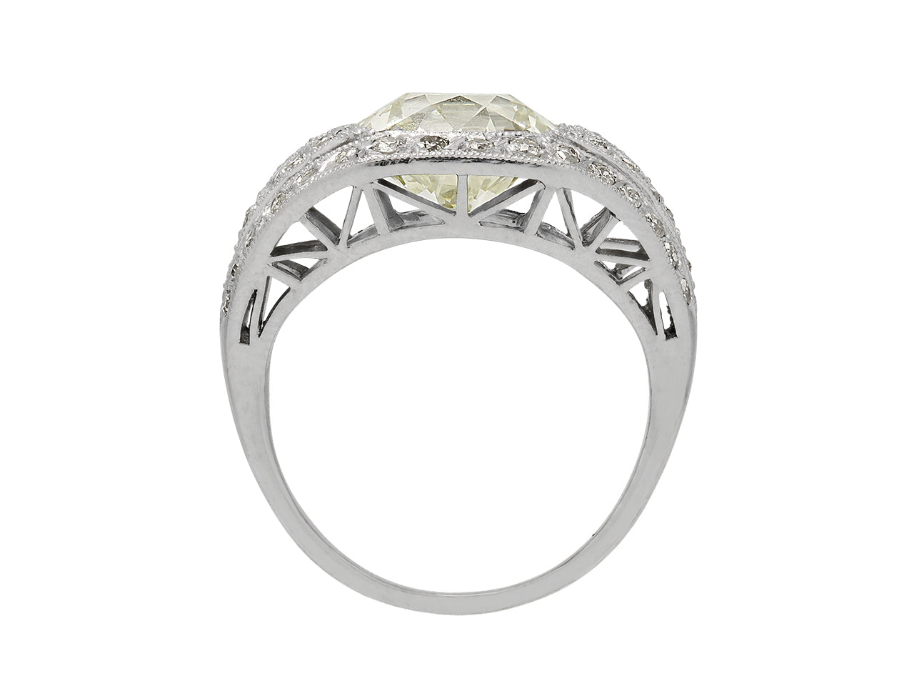 Mid-Century Old-mine Cut Diamond Ring, 3.30 carat Q-R VS-1, in Platinum