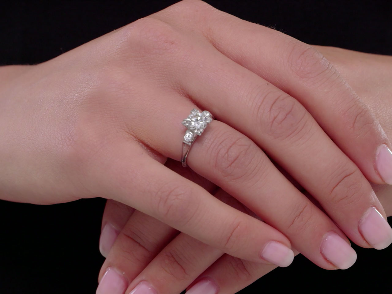 Mid-Century 0.96 Carat J/SI-1 Diamond Engagement Ring in Platinum