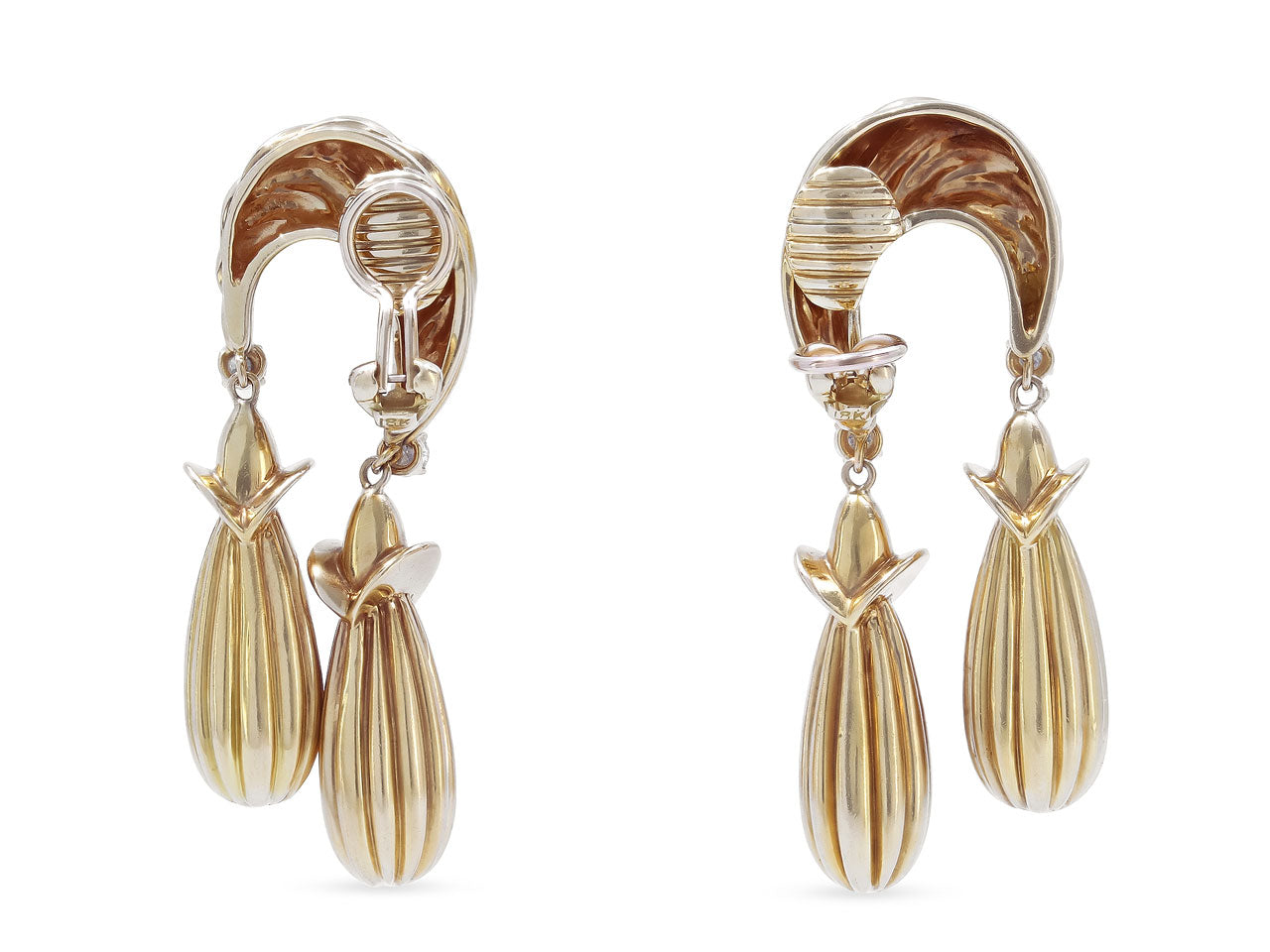 Double Drop Earrings with Diamonds in 18K Gold