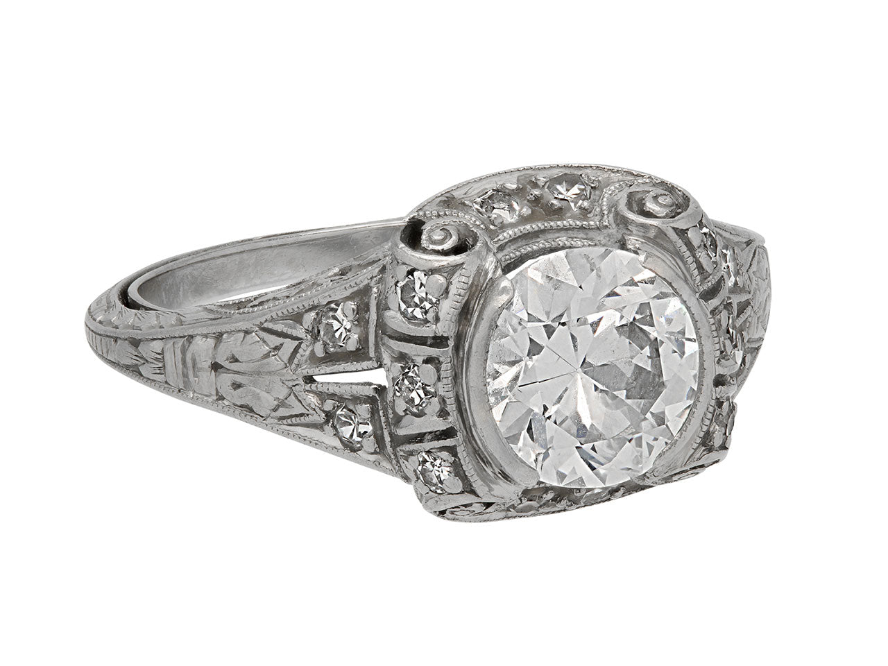 Art Deco Transitional Cut Diamond Ring in Platinum