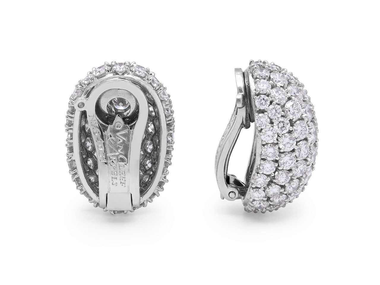 Van Cleef & Arpels Diamond Bombé Earrings in Platinum