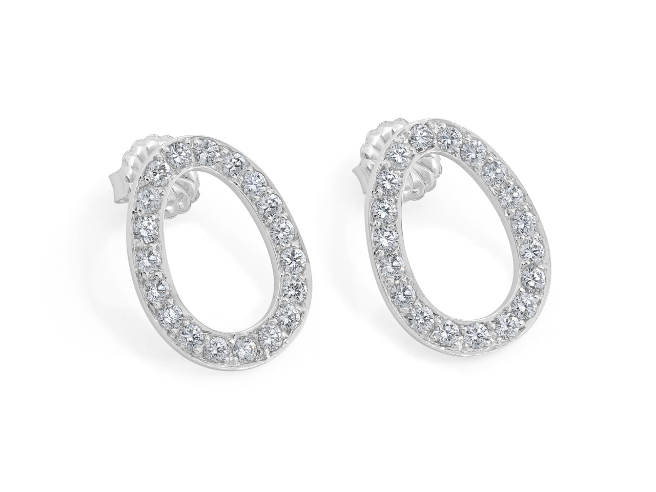 Beladora 'Bespoke' Oval Diamond Earrings in 18K White Gold