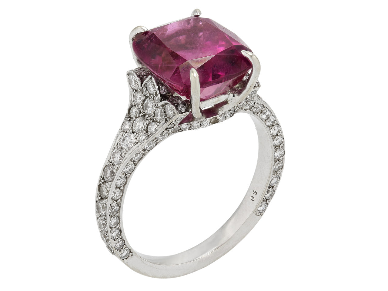 Pink Tourmaline and Diamond Ring in 14K White Gold